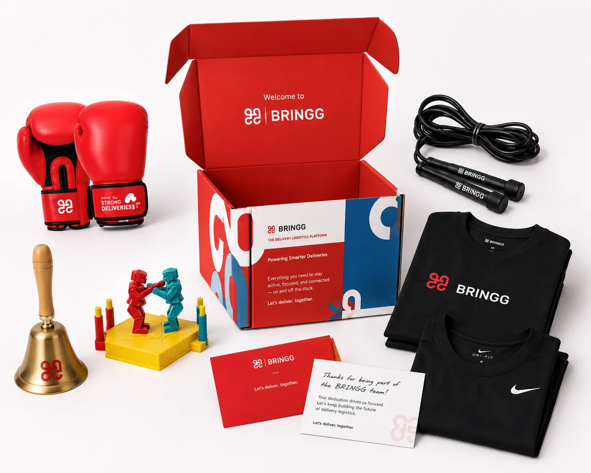 Bringg employee welcome kit, custom-printed mailer