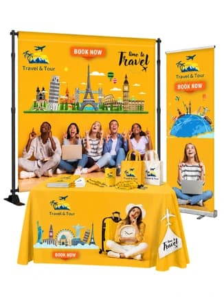 Trade show booth + giveaway kit